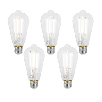 Sada 5 ks Inteligentné stmievateľné LED žiarovky E27 ST64 číre 7W 806lm 2700-6500K