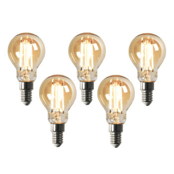 Sada 5 ks Smart E14 stmievateľná v Kelvinovej LED lampe P45 goldline 4,9W 470 lm 1800-4000K