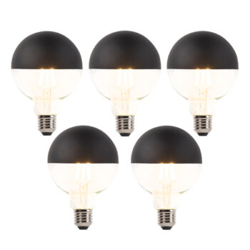 Sada 5 stmievateľných LED vláknových žiaroviek E27 G95 čiernych 550 lm 2700 K