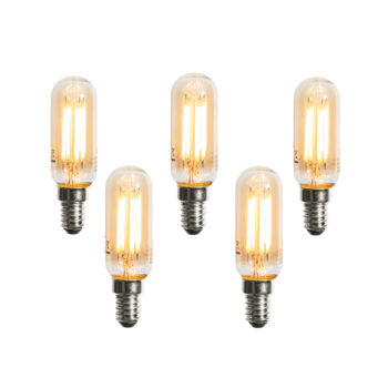 Sada 5 stmievateľných LED žiaroviek E14 zlatá T25 4W 300 lm 2200K