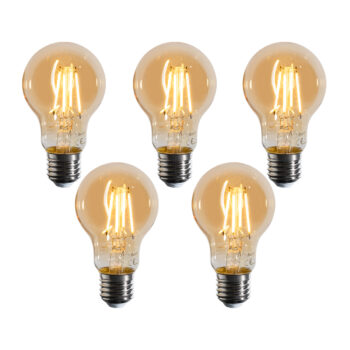 Sada 5 stmievateľných LED žiaroviek E27 A60 zlatá 4W 420 lm 2200K