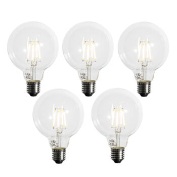 Sada 5 stmievateľných LED žiaroviek E27 G95 5W 450 lm 3000K