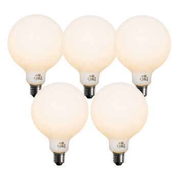 Sada 5 stmievateľných LED žiaroviek E27 Opal G125 5W 450 lm 2700K