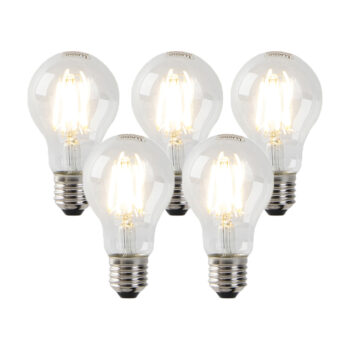 Sada 5 stmievateľných LED žiaroviek E27 číre 7W 806 lm 2700K