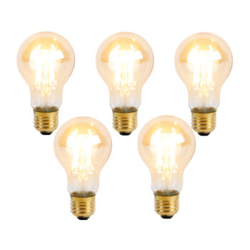 Sada 5 stmievateľných LED žiaroviek E27 s 3-stupňovým stmievaním A60 Goldline 5W 530lm 2200K