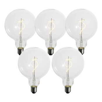 Sada 5 stmievateľných LED žiaroviek E27 so špirálovým vláknom G125 4W 270 lm 2700K