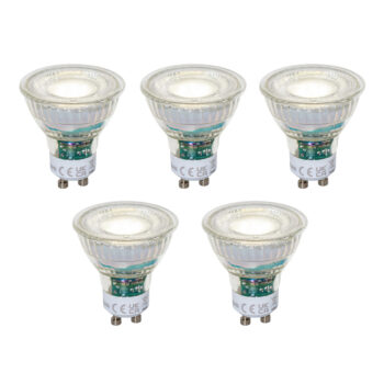 Sada 5 stmievateľných LED žiaroviek GU10 50 mm číra 2,5 W 450 lm 4000 K