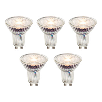 Sada 5 stmievateľných LED žiaroviek GU10 50 mm číra 4,9 W 430 lm 2700 K