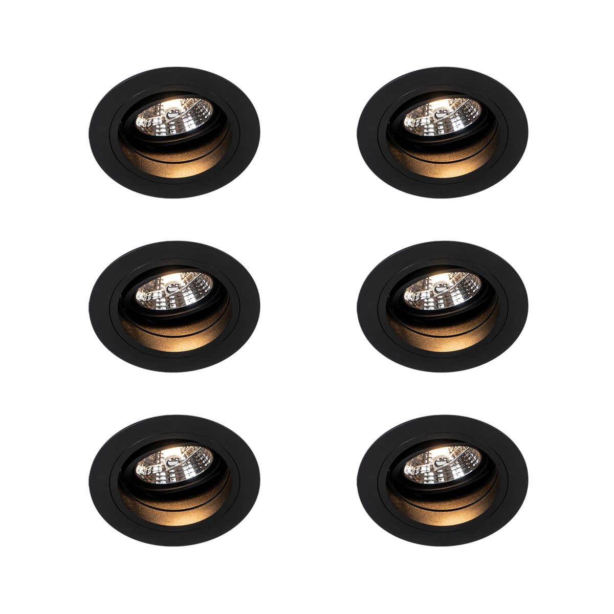 Sada 6 ks Zapustené bodové čierne nastaviteľné okrúhle - skľučovadlo 70 Sada 6 ks Zapustené bodové čierne nastaviteľné okrúhle - skľučovadlo 70