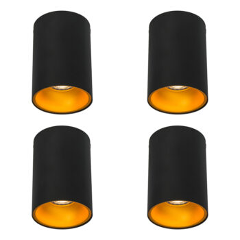 Sada 6 moderných bodových svetiel čierna so zlatou GU10 50mm - Deep