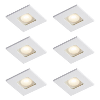 Sada 6 moderných zapustených bodových svetiel biela štvorcová IP44 - Qure
