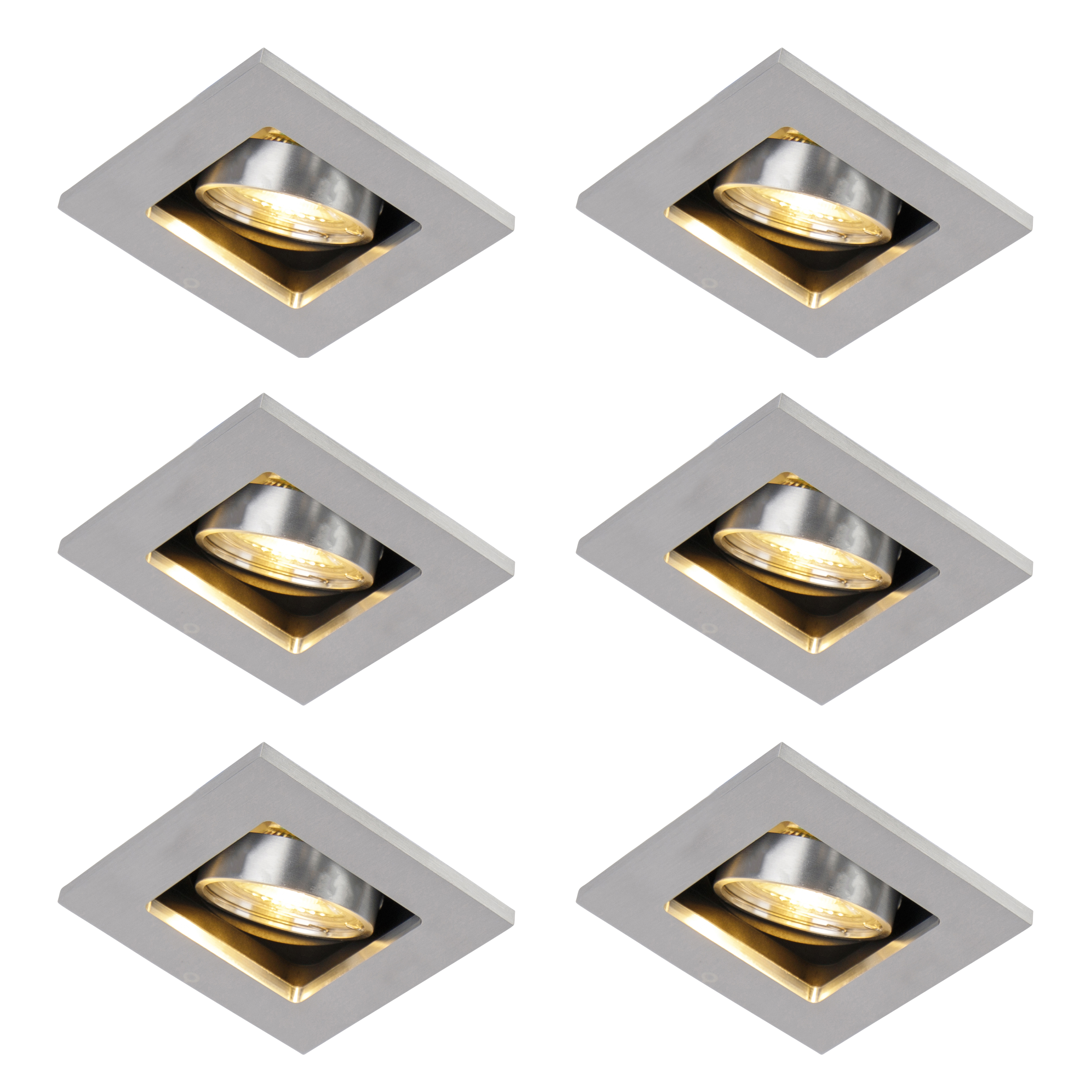 Sada 6 moderných zapustených bodových svetiel hliníkových otočných a naklápacích GU10 50mm - Qure Sada 6 moderných zapustených bodových svetiel hliníkových otočných a naklápacích GU10 50mm - Qure