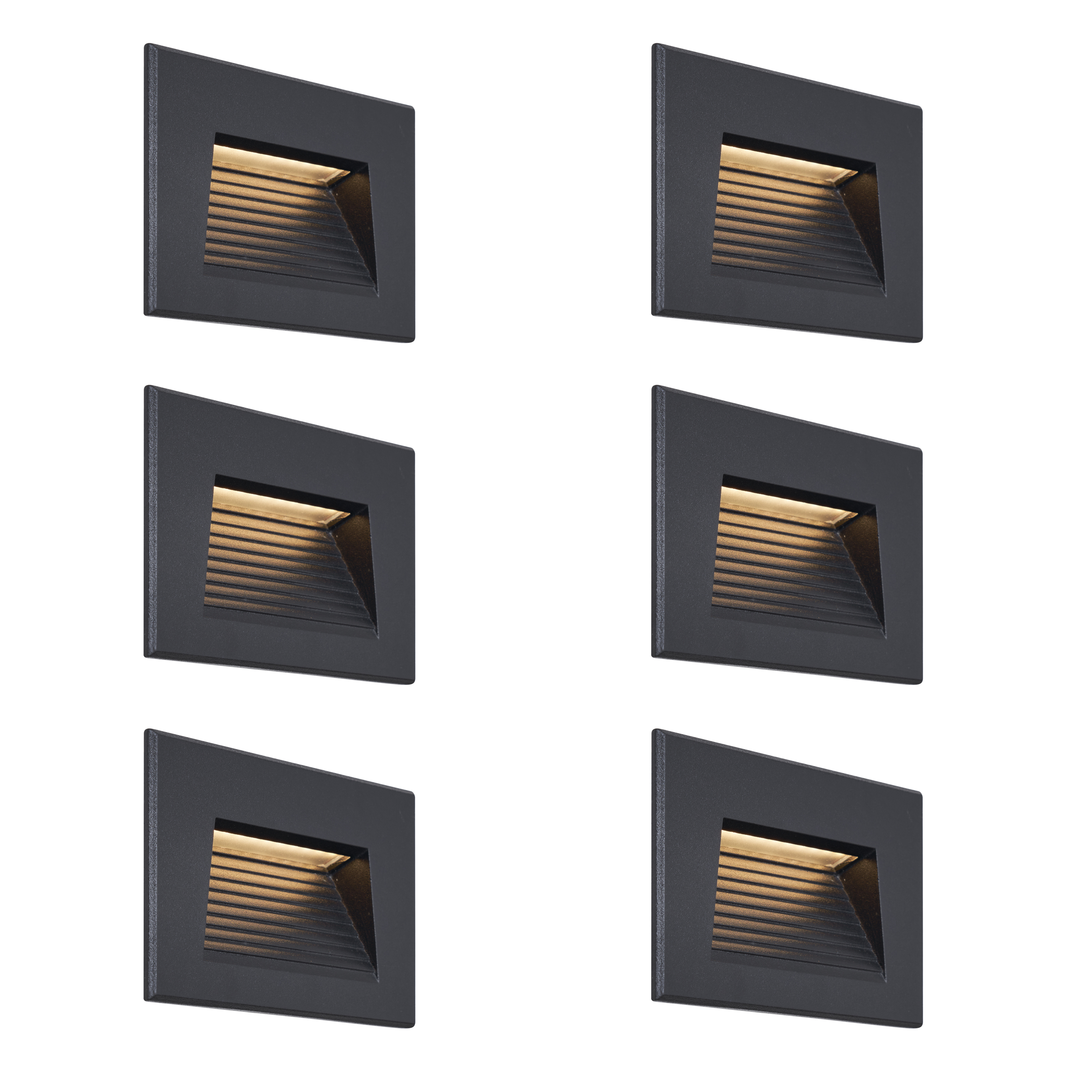 Sada 6 moderných zapustených nástenných svietidiel čierna 11,5 cm vrátane LED IP65 - Trem Sada 6 moderných zapustených nástenných svietidiel čierna 11,5 cm vrátane LED IP65 - Trem