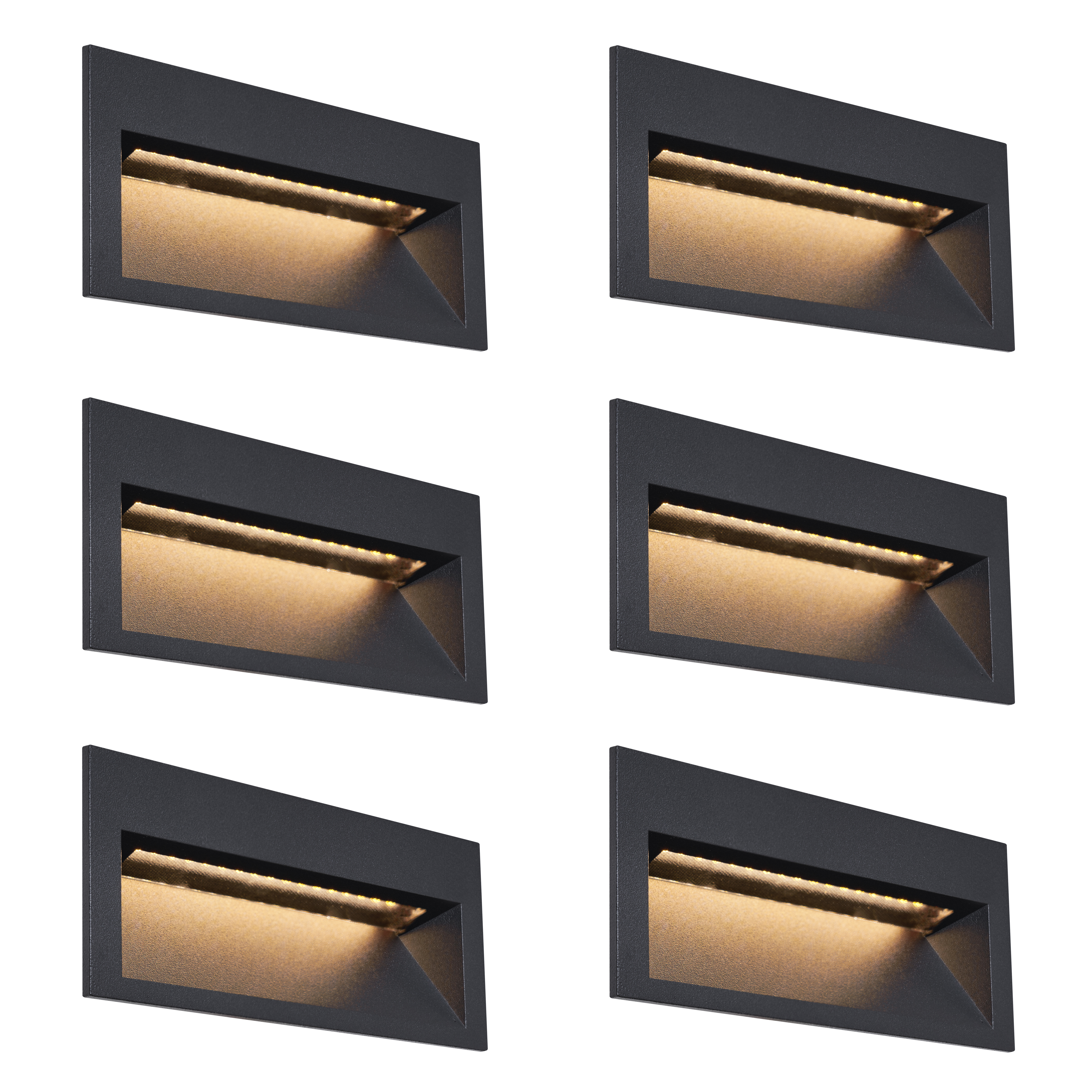 Sada 6 moderných zapustených nástenných svietidiel čierna 16 cm vrátane LED IP65 - Mert Sada 6 moderných zapustených nástenných svietidiel čierna 16 cm vrátane LED IP65 - Mert