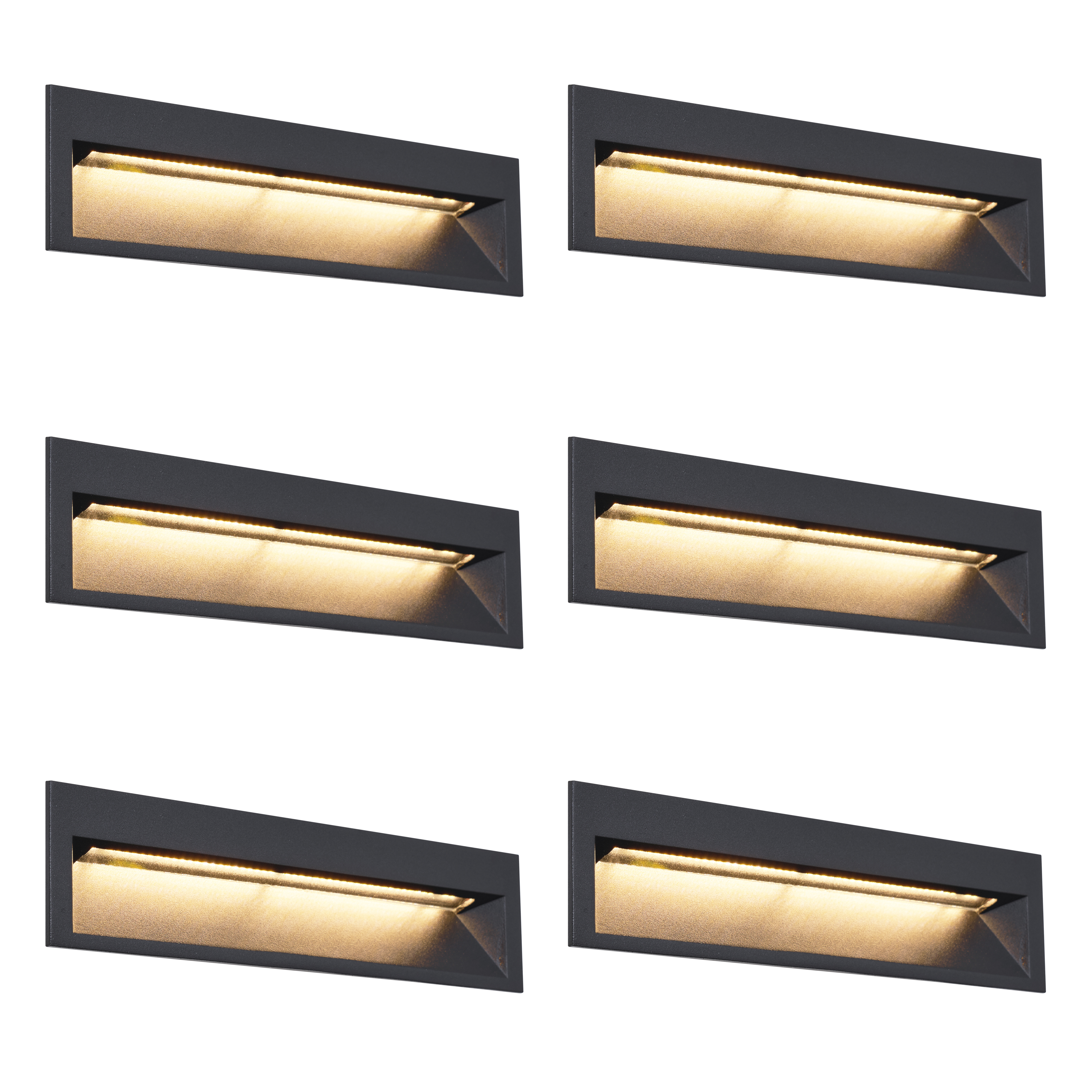 Sada 6 moderných zapustených nástenných svietidiel čierna 28 cm vrátane LED IP65 - Mert Sada 6 moderných zapustených nástenných svietidiel čierna 28 cm vrátane LED IP65 - Mert