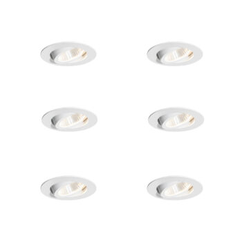 Sada 6 zapustených bodových svetiel biela 6,8 cm vrátane LED 750 lm stmievateľné IP23 - Gaius