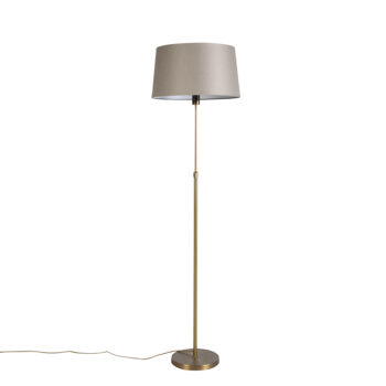 Stojaca lampa bronzová s tienidlom z ľanového plátna taupe 45 cm nastaviteľná - Parte