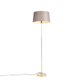 Stojaca lampa zlatá/mosadzná s tienidlom z ľanu taupe 45 cm - Parte
