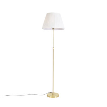 Stojaca lampa zlatá/mosadzná so skladaným tienidlom krémovým 45 cm - Parte
