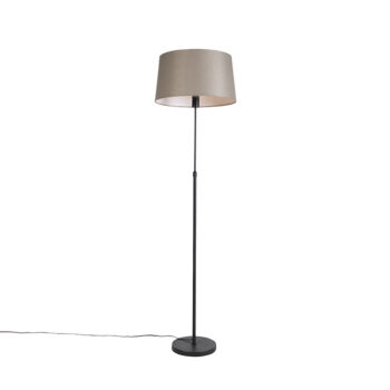 Stojacia lampa čierna s tienidlom z ľanového plátna taupe 45 cm nastaviteľná - Parte