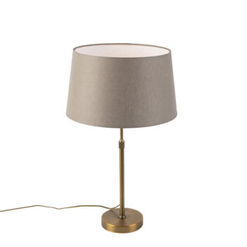 Stolná lampa bronzová s tienidlom z ľanu taupe 35 cm - Parte