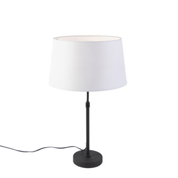 Stolná lampa čierna s bielym ľanovým tienidlom 35 cm nastaviteľná - Parte
