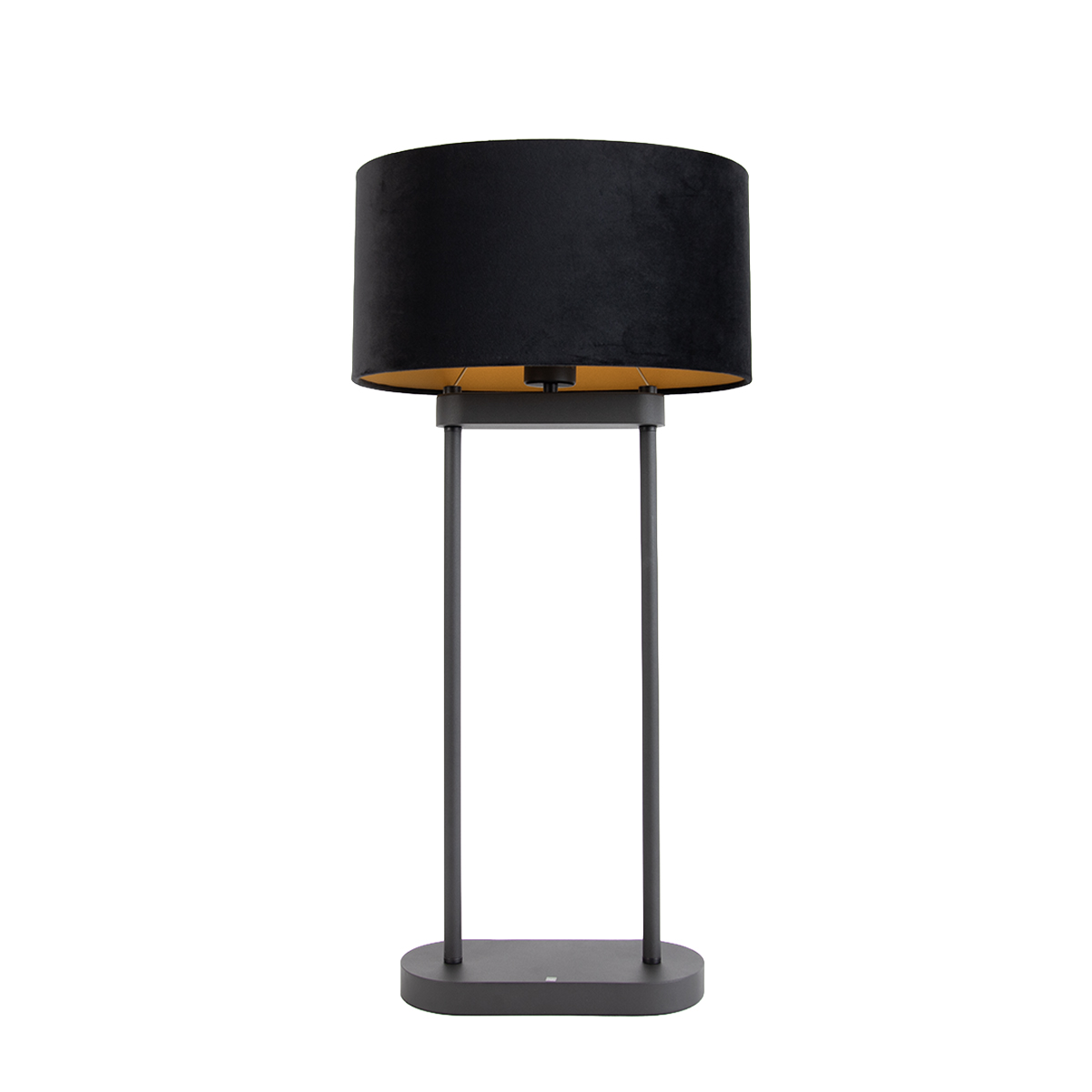 Stolná lampa čierna s čiernym oválnym tienidlom 35 cm - Thijmen Stolná lampa čierna s čiernym oválnym tienidlom 35 cm - Thijmen