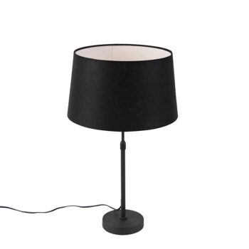 Stolná lampa čierna s ľanovým tienidlom čiernym 35 cm nastaviteľná - Parte