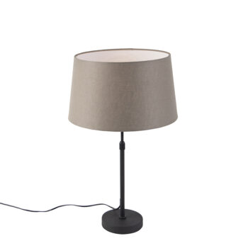 Stolná lampa čierna s tienidlom z ľanu taupe 35 cm nastaviteľná - Parte