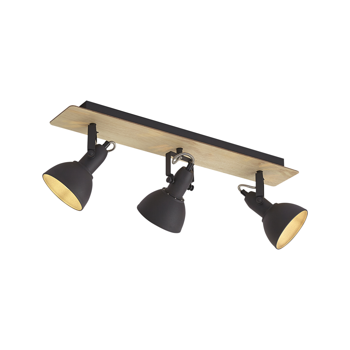 Stropný reflektor čierny s drevom 3-svetelný otočný a sklopný - Jakub Stropný reflektor čierny s drevom 3-svetelný otočný a sklopný - Jakub