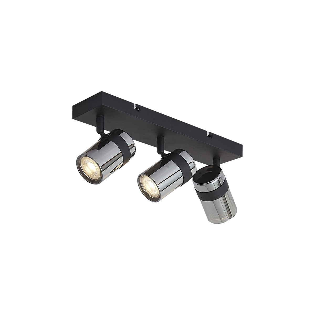 Stropný reflektor čierny s dymovým sklom 3-svetelný otočný a naklápací - Gianni Stropný reflektor čierny s dymovým sklom 3-svetelný otočný a naklápací - Gianni