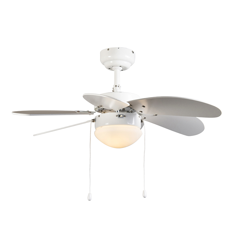 Stropný ventilátor biely s drevenou potlačou 80 cm s ťahovým spínačom - Fresh Stropný ventilátor biely s drevenou potlačou 80 cm s ťahovým spínačom - Fresh