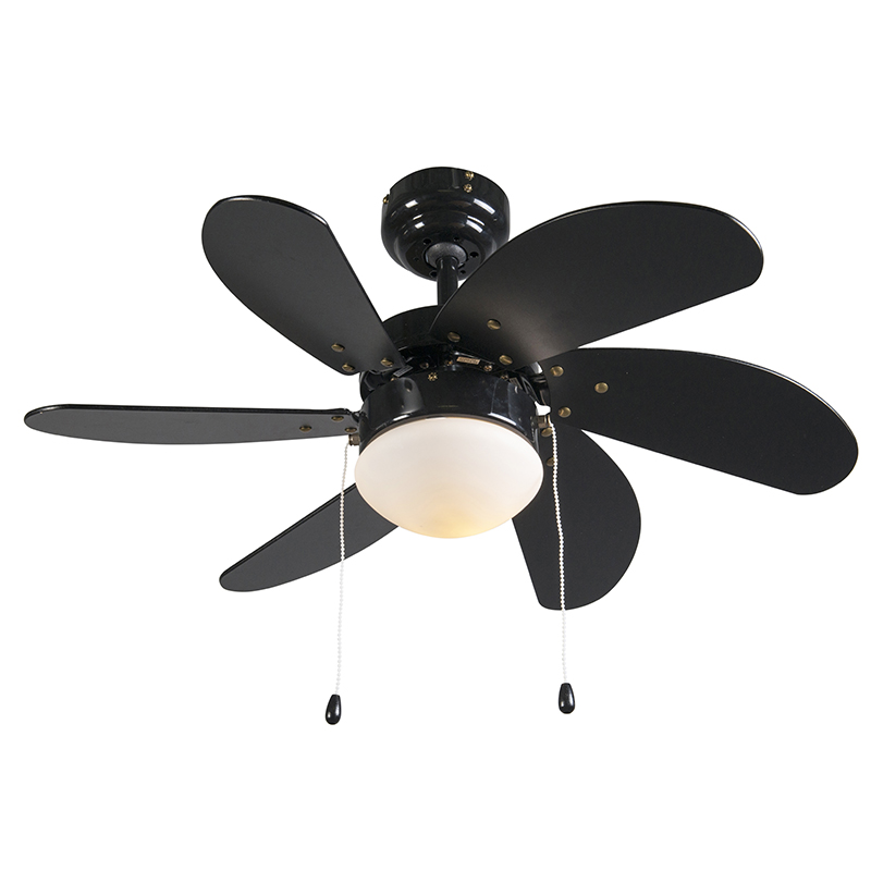 Stropný ventilátor čierny s drevenou potlačou 80 cm so šnúrkou - Fresh Stropný ventilátor čierny s drevenou potlačou 80 cm so šnúrkou - Fresh