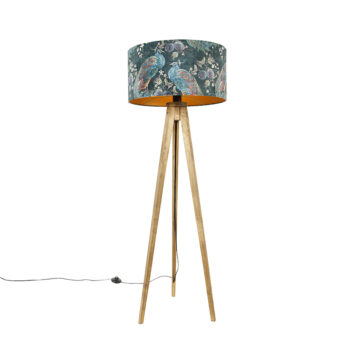 Trojnohý vintage drevený s tienidlom papagájovej zelenej 50 cm - Tripod Classic