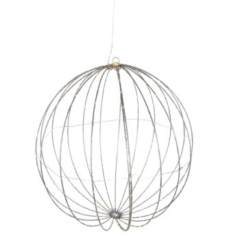 Vianočná závesná lampa guľa biela 60 cm vrátane LED s časovačom IP44 - Nobi