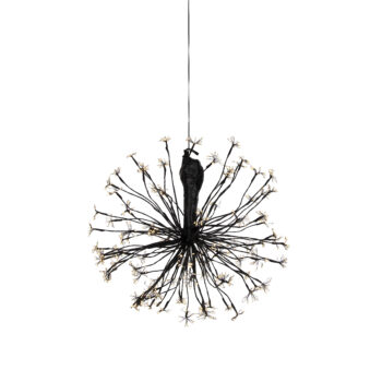 Vianočná závesná lampa guľa čierna 60 cm vrátane LED s časovačom IP44 - Nobu