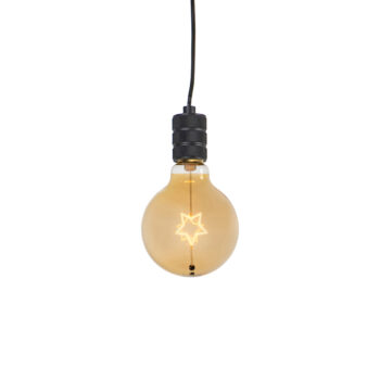 Vianočné závesné svietidlo čierne so zástrčkou vrátane LED žltého skla hviezda - Cavalux