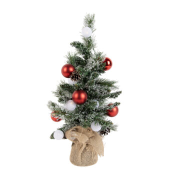 Vianočný stromček biely s červenou farbou 60 cm vrátane LED s časovačom - Jack