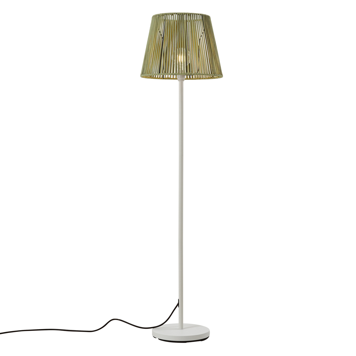 Vonkajšia stojaca lampa biela so zeleným lanovým tienidlom IP44 - Virginia Jayla Vonkajšia stojaca lampa biela so zeleným lanovým tienidlom IP44 - Virginia Jayla