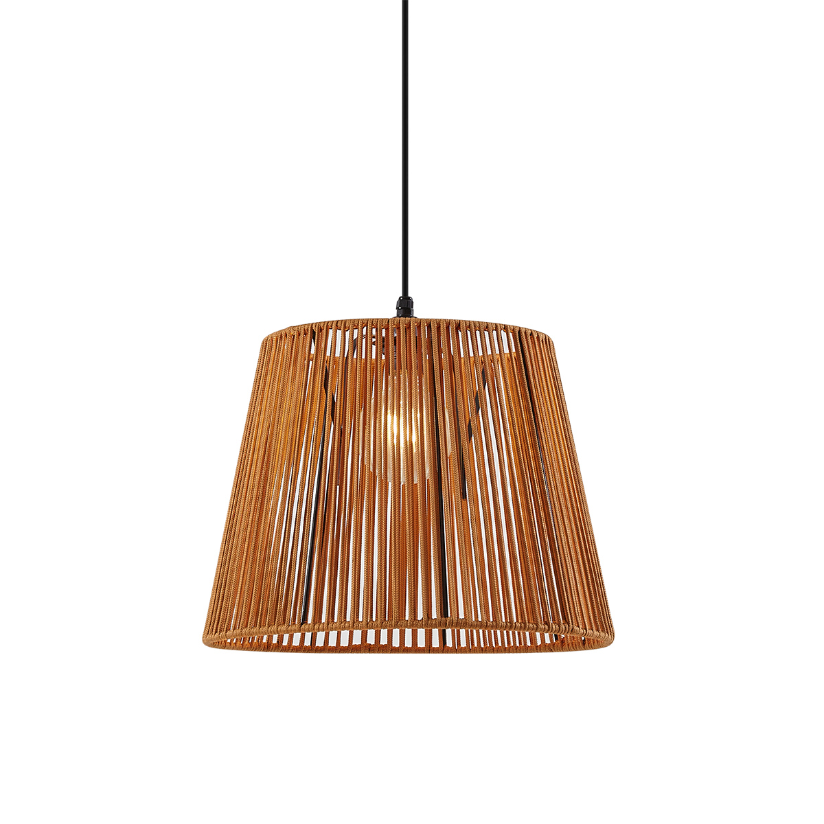 Vonkajšia závesná lampa čierna s oranžovým lanovým tienidlom IP44 - Cava Jayla Vonkajšia závesná lampa čierna s oranžovým lanovým tienidlom IP44 - Cava Jayla