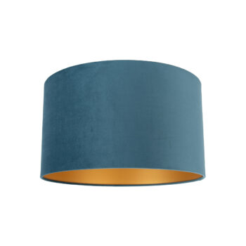 Zamatové tienidlo modré 35/35/20 so zlatým interiérom