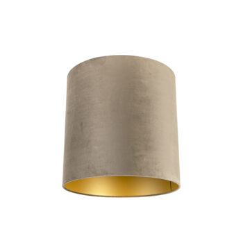 Zamatové tienidlo na lampu sivohnedé 40/40/40 so zlatým interiérom