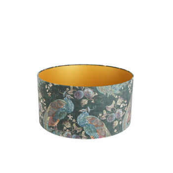 Zamatový tienidlo lampy s pávím vzorom zelená 50/50/25 zlatý interiér