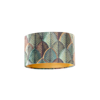 Zamatový tienidlo na lampu s dizajnom listov a zlatým vnútorným oválom 25/16/15