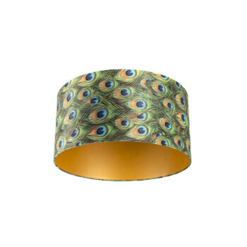 Zamatový tienidlo s dizajnom páva 50/50/25 so zlatým vnútrom