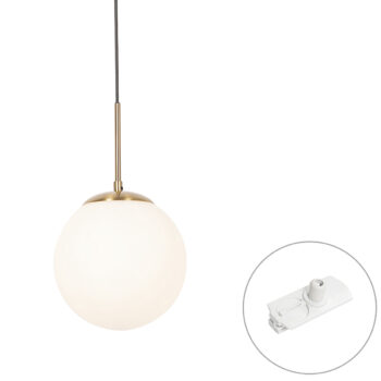 Závesná lampa Art Deco zlatá s opálovým sklom vrátane bieleho adaptéra na koľajnicu 1-fázová - Iconic Flore