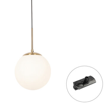 Závesná lampa Art Deco zlatá s opálovým sklom vrátane čierneho adaptéra na koľajnicu 1-fázová - Iconic Flore