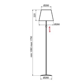 Aluminor Store stojaca lampa, biela/červená