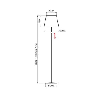 Aluminor Store stojaca lampa, čierna/biela