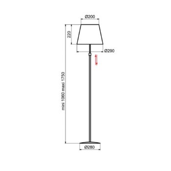 Aluminor Store stojaca lampa, čierna/čierna